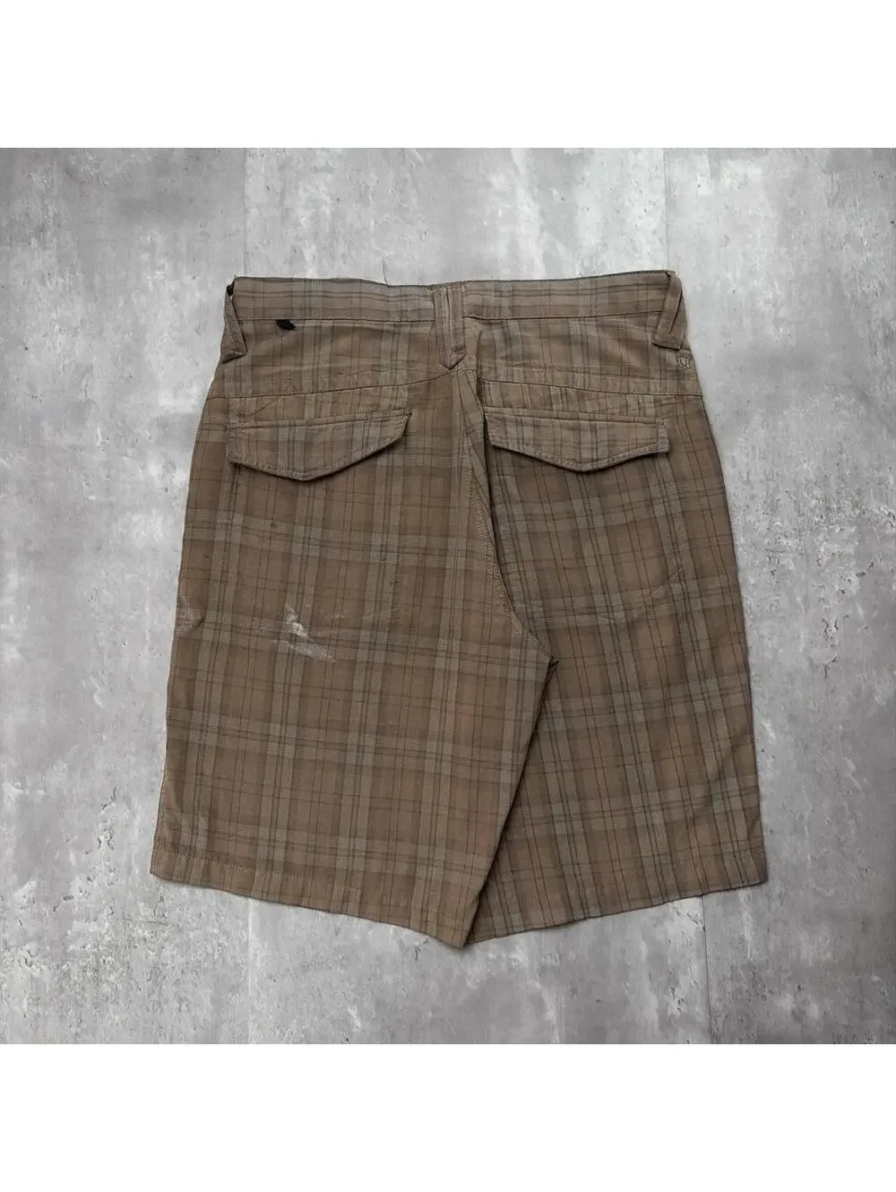 Y2K Brown Redsand Surf Grunge Plaid Baggy Distressed Skater Shorts
